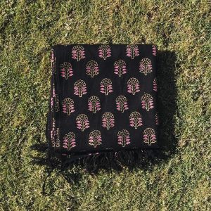 Block Printed Shawl – Black
