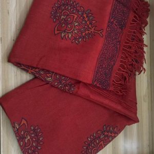 Block Printed Shawl – Red